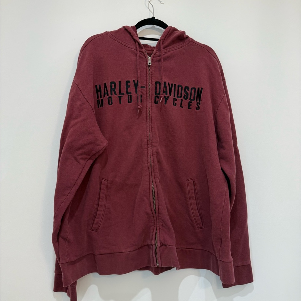 Harley-Davidson Burgundy Zip-Up Hoodie | Size XL